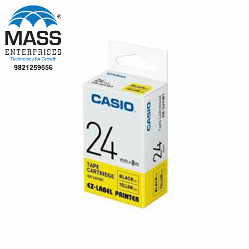 Casio XR-24YW1 Label Tape 24mm Black on Yellow 24mm x 8m