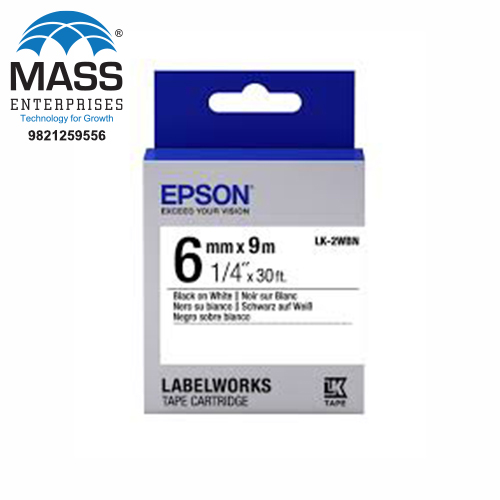 Epson LK-2WBN Label Tape 6mm Black on White 6mm x 9m