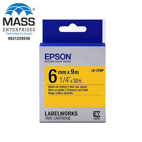 Epson LK-2YBP Label Tape 6mm Black on Yellow 6mm x 9m