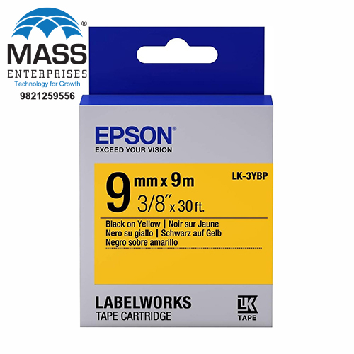 Epson LK-3YBP Label Tape 9mm Black on Yellow 9mm x 9m