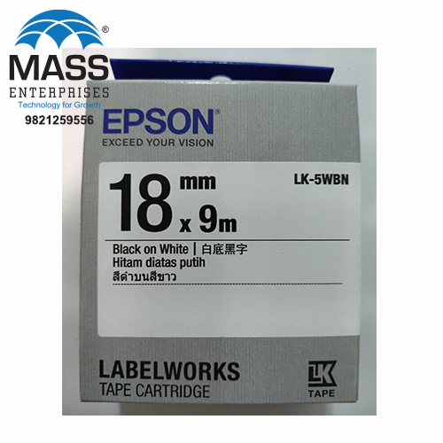 Epson LK-5WBN Label Tape 18mm Black on White 18mm x 9