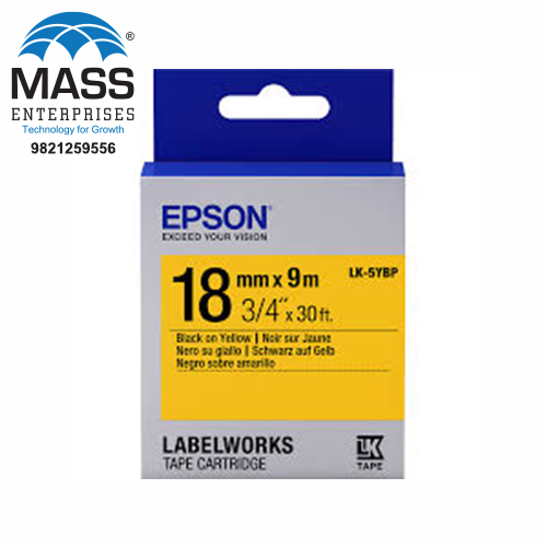 Epson LK-5YBP Label Tape 18mm Black on Yellow 18mm x 9m