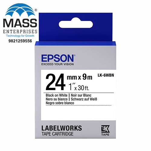 Epson LK-6WBN Label Tape 24mm Black on White 24mm x 9m
