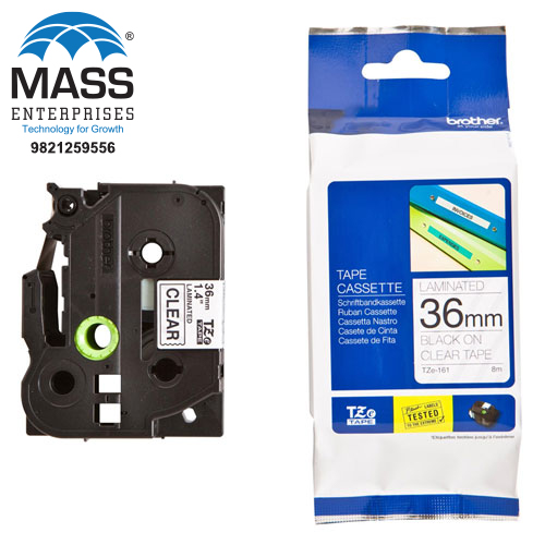 TZe-161 black on Clear Tape Cassette 36MM Clear